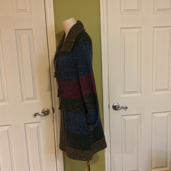 One A Long Sweater with Pockets Button Up Large - Picture 3 of 6